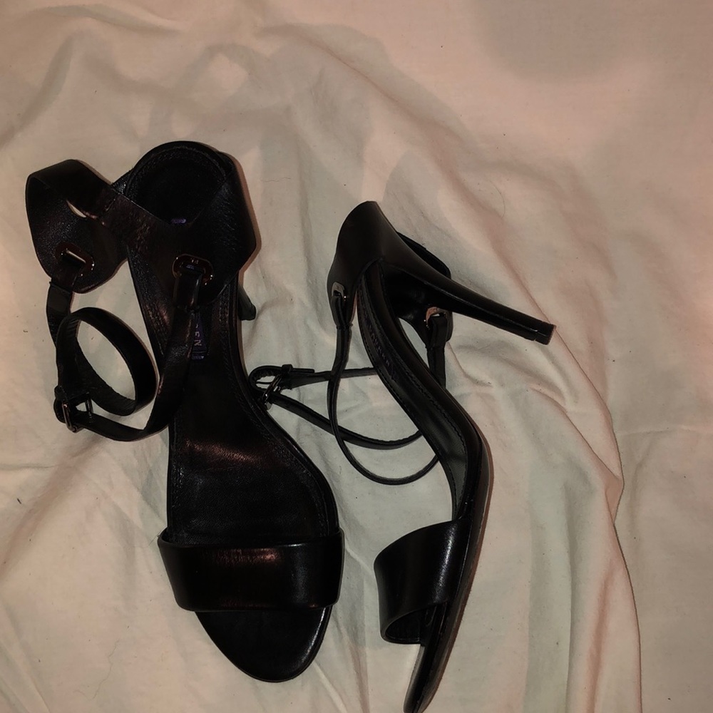 Ralph Lauren Purple Label black leather sandals